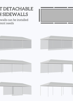 10' x 28' Party Tent, Outdoor Wedding Canopy & Gazebo with Removable Sidewalls, Shade Shelter for Events, BBQs, White