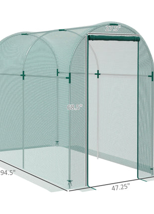 Galvanized Steel Crop Cage, Plant Protection Tent with Zippered Door, 4' x 8', Green