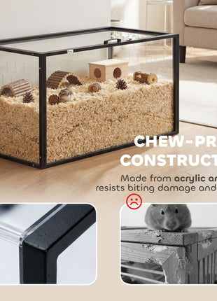 Large Acrylic Hamster Cage, Chewproof Guinea Pig Cage with Openable Top, for Hedgehog, Dwarf Hamster, Rat