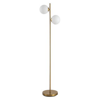 Floor Lamp w/ 2pcs Glass Lamp Shade Modern Portable Decorative Lamp, White