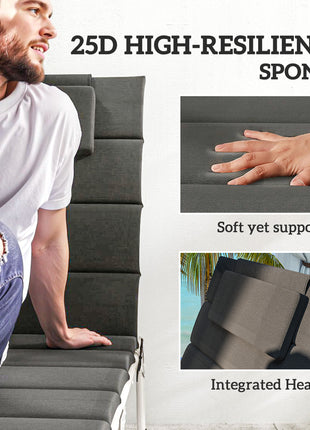 Foldable Chaise Lounge Cushion Set of 2, Outdoor Lounge Chair Cushion Set, UPF50+ 230gsm Olefin, 80" x 26" Dark Gray