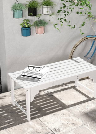 Slatted Wooden Garden Bench, Curved Seat Front Porch Bench, White