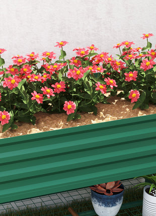 Galvanized Raised Garden Bed, Metal Planter Box with Legs, Storage Shelf and Bed Liner, Green