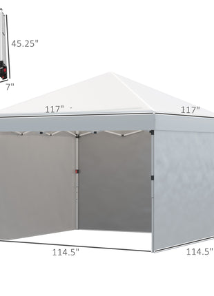 10' x 10' Pop Up Canopy Tent with 3 Sidewalls, Leg Weight Bags and Carry Bag, Height Adjustable, Instant Party Tent Event Shelter Gazebo for Garden, Patio, Cream