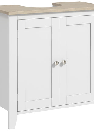 Pedestal Sink Storage Cabinet, Under Sink Cabinet with U-Shape and Adjustable Internal Shelf, White