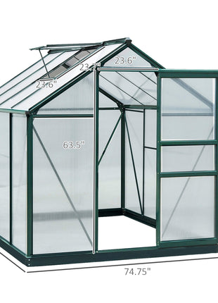 6x8 Greenhouse Polycarbonate Heavy Duty Patio Backyard, Dark Green