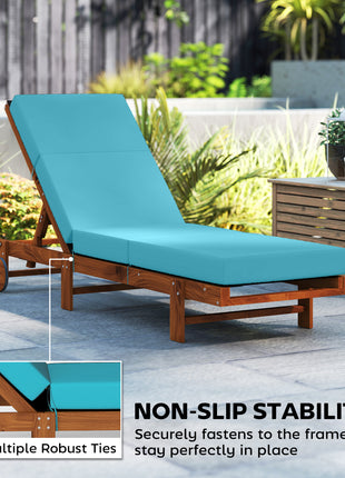 Chaise Lounge Cushion, 4" Thick Outdoor Lounge Chair Cushion with Ties for Patio, 21" x 72", Blue