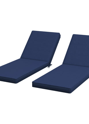 2-Piece Patio Chair Cushions with Backrests, Replacement Cushions for Outdoor Lounge Chair, Navy