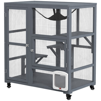 Cat House, Indoor Cat Enclosure on Wheels with Openable Top, 39"