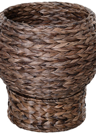 Handwoven Elevated Cat Bed with Rotating Basket and Soft Cushion, Wicker Cat Egg Chair with Stand, Brown