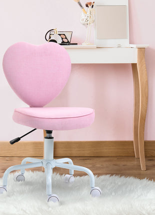 Heart Love Shaped Back Design Office Chair with Adjustable Height, Pink