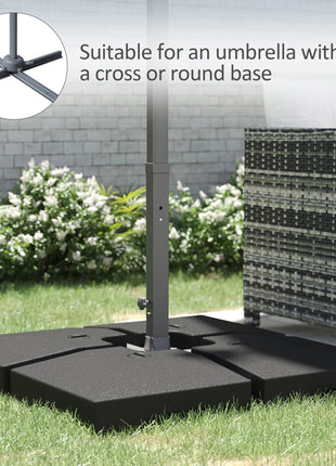 4 Pieces Cantilever Patio Umbrella Base, Outdoor Offset Umbrella Weights, 176 lbs Capacity Water or 264 lbs Capacity Sand  Plates Set, Black