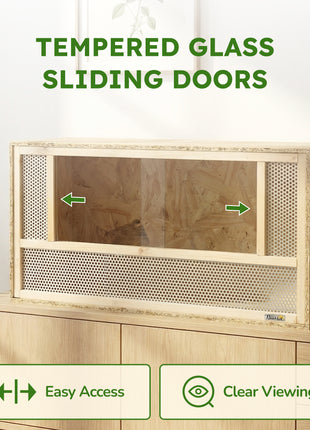 Wooden Reptile Terrarium with Sliding Door for Chameleon, Lizard, Snake, Frog, Turtle, 31.5" x 15.7" x 15.7"