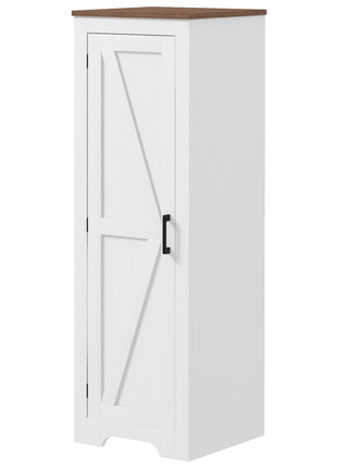 Farmhouse Accent Cabinet with Adjustable Shelf Barn Door Storage Cabinet for Living Room Floor Pantry Cabinet, White