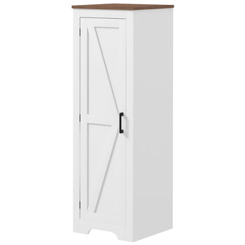 Farmhouse Accent Cabinet with Adjustable Shelf Barn Door Storage Cabinet for Living Room Floor Pantry Cabinet, White