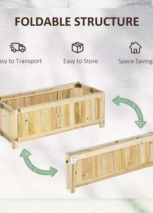 Foldable Raised Garden Bed, Wooden Planter Box, Herb Garden Planter with Drainage Holes, for Backyard