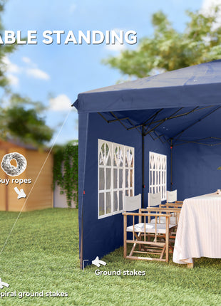 10' x 20' Pop Up Canopy Tent with 4 Sidewalls, Instant Gazebo with Carry Bag for Garden, Patio, Blue