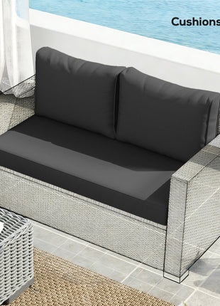 2 Seat Patio Furniture Cushions, Thick Outdoor Loveseat Cushion Set with Removable Cover, 46x26x5 in, Black
