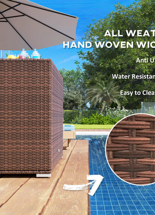 Outdoor Storage Cabinet, Waterproof PE Rattan Cabinet with Drawer for Indoor, Outdoor Swimming Pool, Mixed Brown