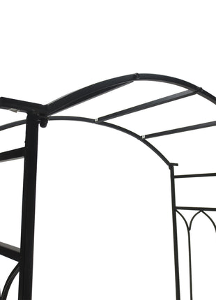 Metal Trellis Arbor Arch for Climbing Plants with Garden Bench, Grow Grapes and Vines, Decorative Seating,  Black