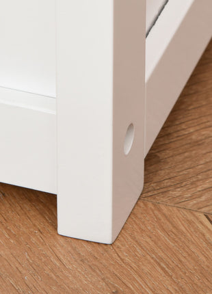 2-in-1 Kids Wooden Toy Organizer Chest Storage Box with Seat Bench Cabinet Chunk Cube with Safety Pneumatic Rod White