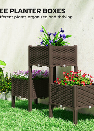 Plastic Raised Garden Bed with Legs, Self Watering Elevated Planter Boxes with Drainage Holes and Plugs, Easy Assembly