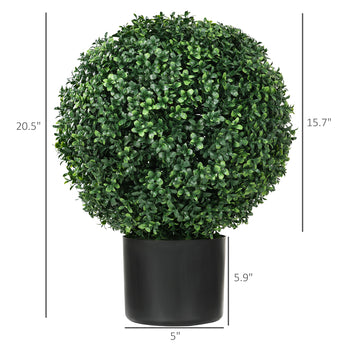 2 Pack 20.5" Artificial Tree, Ball Boxwood Topiary with Pot for Indoor Home Decoration