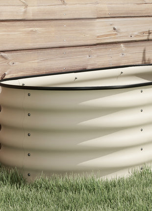6.4' x 2' x 1.4' Galvanized Raised Garden Bed Kit, Metal Planter Box with Safety Edging, Cream