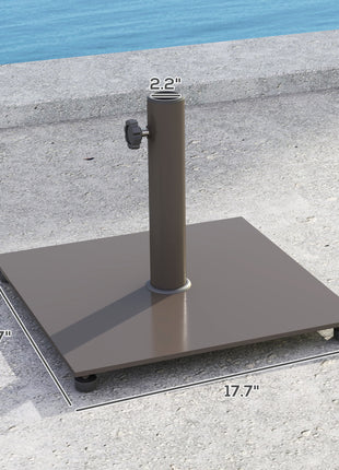 Square Patio Umbrella Base, 29 lbs Metal Umbrella Stand Base with Adjustable Foot Pads, Heavy Duty Patio Umbrella Holder for 1.5"/1.9" Umbrella Poles for Outdoor, Lawn, Poolside, Brown