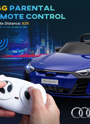 12V Licensed Audi RS E-tron GT Kids Ride on Car with Remote Control, Suspension, Horn, Music, Lights, Dark Blue