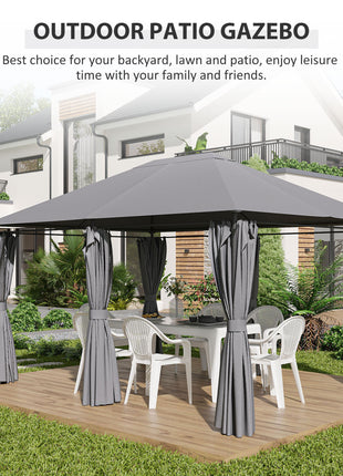10' x 13' Outdoor Patio Gazebo, Canopy Shelter with 6 Removable Sidewalls & Steel Frame for Garden, Lawn, Backyard & Deck, Gray