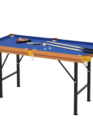 55" Portable Folding Billiards Table Game Pool Table for Whole Family Number Use With Cues, Ball, Rack, Chalk, Blue