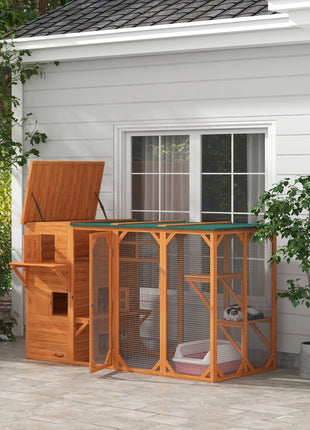 Large Outdoor Cat House for 3 Kitties, Multi-Level Design with Big Hiding Areas 2 Stories & Multiple Platforms Cat Condo