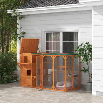 Large Outdoor Cat House for 3 Kitties, Multi-Level Design with Big Hiding Areas 2 Stories & Multiple Platforms Cat Condo