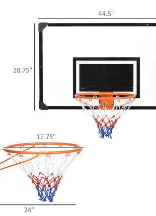 Wall Mounted Basketball Hoop with Shatter Proof Backboard, Durable Rim and All-Weather Net for Indoor and Outdoor Use
