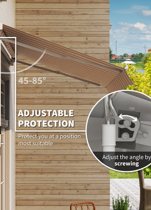 10' x 8' Retractable Awning, Patio Awnings, Sunshade Shelter w/ Manual Crank Handle, UV & Water-Resistant Fabric and Aluminum Frame for Deck, Balcony, Yard, Red & Beige