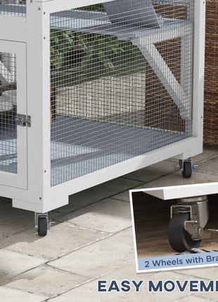 Catio, Outdoor Cat Enclosure House on Wheels with Hammock, Gray