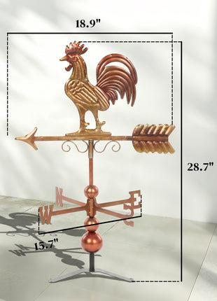 Metal Rooster Weathervane, Roof Mount Wind Direction Indicator, Outdoor Weather Vanes