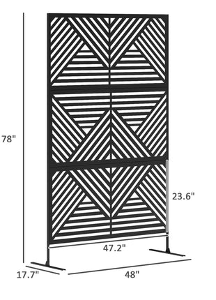 Decorative Privacy Fence Screen, Metal Outdoor Privacy Screen Climbing Plant Trellis with Stand, Rhombus Black