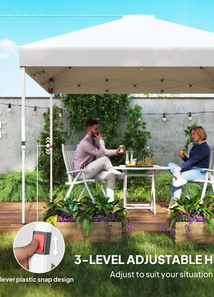 10' x 10' Pop Up Canopy Tent w/ Sidewall, UPF50+ Height Adjustable Instant Sun Shelter w/ Storage Pockets, White