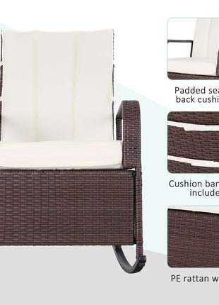 PE Rattan Rocking Recliner with Footrest, Beige