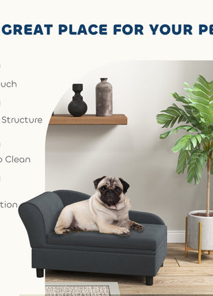 Pet Sofa Bed Couch with Storage, Pet Sofa for Cats and Small Dogs, Dark Gray