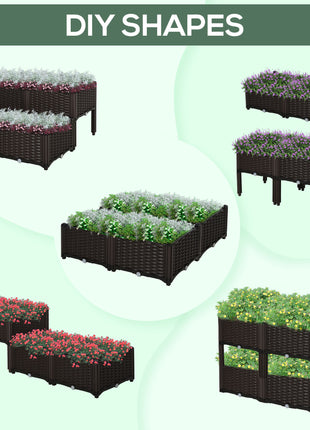 4 Piece Raised Garden Bed with Legs, Planter Box Raised Bed to Grow Flowers, Herbs & Vegetables, Brown