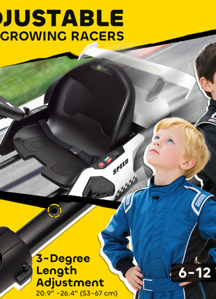 24V 7.5 MPH Electric Go Kart with Adjustable Seat, Slow Start, White