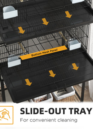 Double Stackable Bird Cage on Wheels w/ Stand, for Canaries
