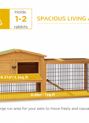 2 Level 59" Outdoor Rabbit Hutch with Openable Top, Yellow