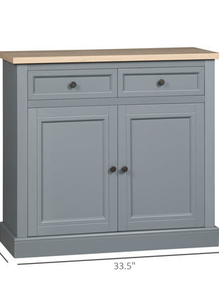 Sideboard Buffet Cabinet, Coffee Bar Cabinet with 2 Drawers and Double Door Cupboard for Kitchen, Living Room, Entryway, Dark Gray