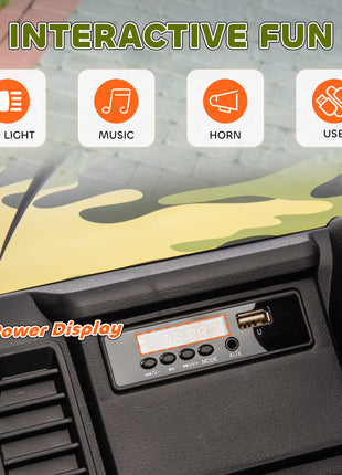 12V Kids Electric Car with Parent Remote Control, Spring Suspension, Soft Start, Music, LED Light, Safety Belt, Green