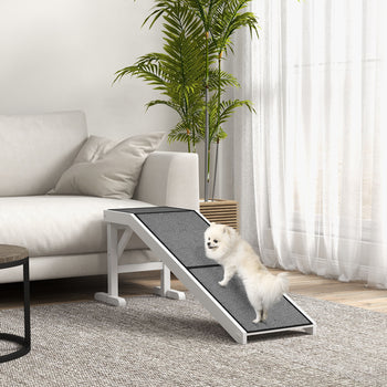 60" Pet Ramp for Dogs & Cats with Non-Slip Carpet, White