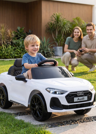 Audi A5L Licensed Electric Ride on Car for Kids 3-6 with Remote Control Dual Motors 4-Wheel Suspension Music, White